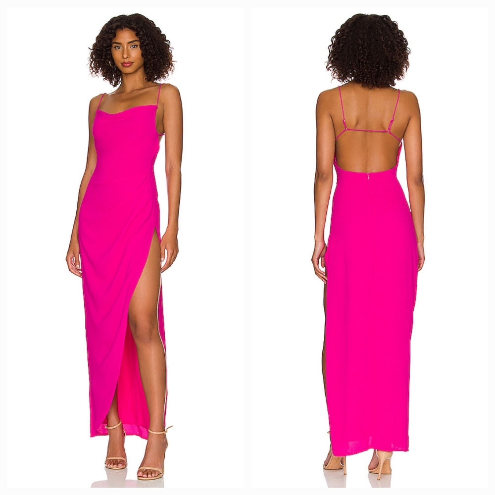MORE TO COME Catalina Wrap Maxi Dress in Hot Pink